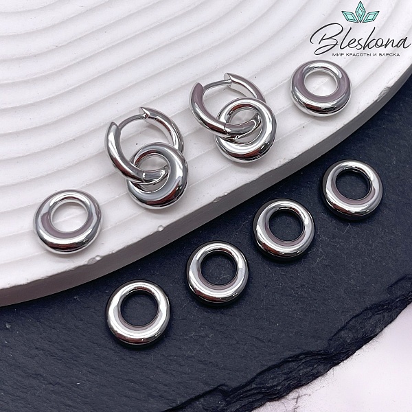12,5 мм Цвет серебро, Подвеска кольцо-бублик гладкий