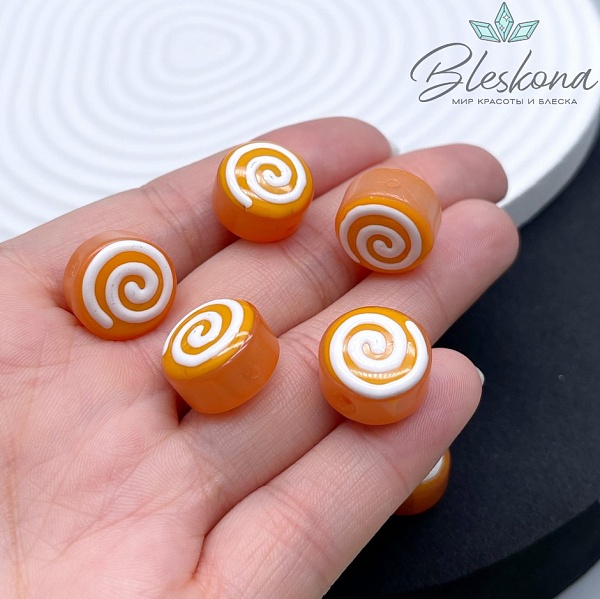 8*15 мм Бусина пончик коричневый спираль