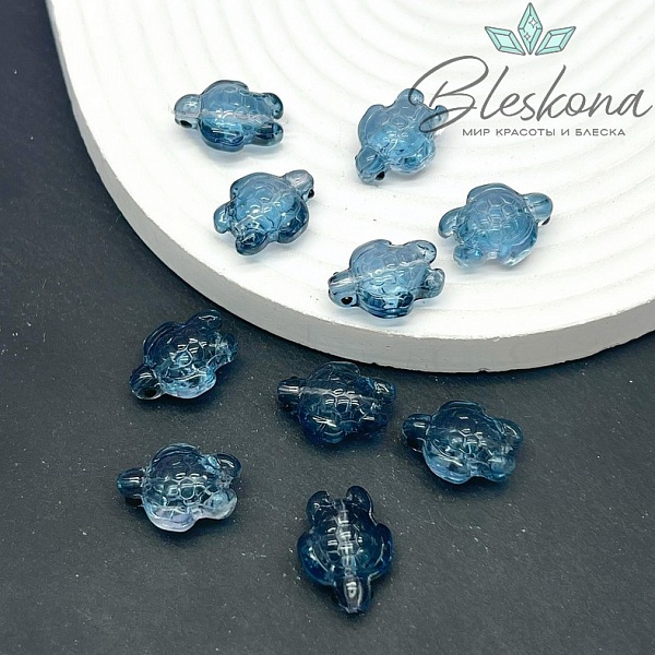 18,5*14 мм  Бусина черепаха темно- синяя