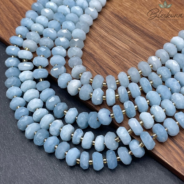 Аквамарин алмазная огранка рондели 10*5 мм