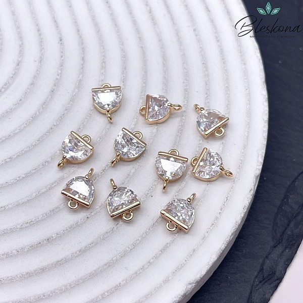 10,5*7 мм Цвет золото, Коннектор полукруг циркон 