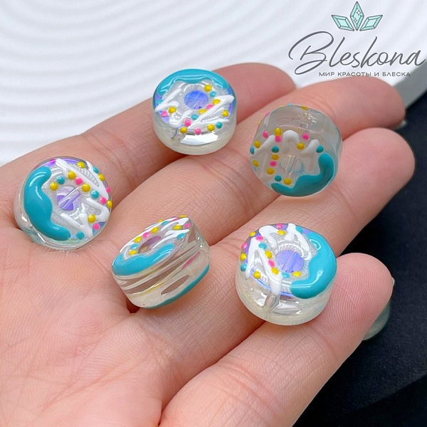 8*15 мм Бусина пончик прозрачный с переливом