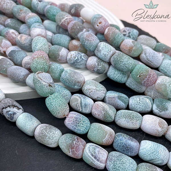 Агат Кракле зеленый бочата 18*13 мм