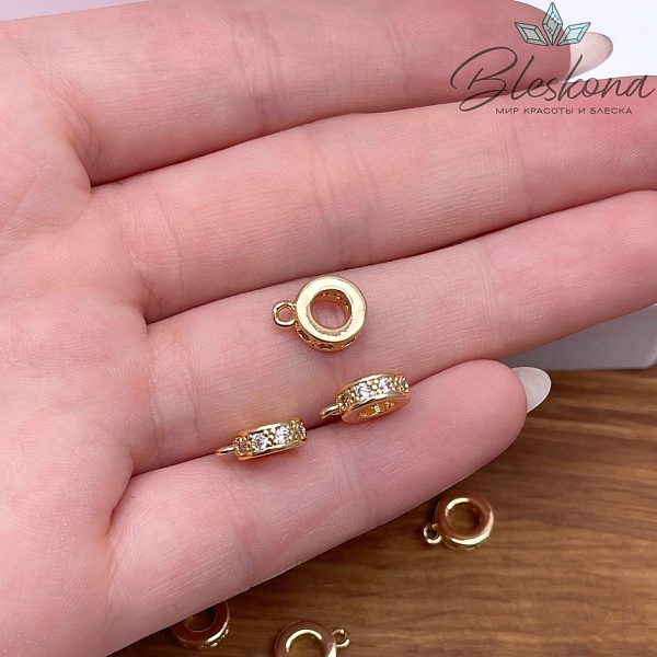 8 мм Цвет золото, Бейл цирконы неразъемное кольцо