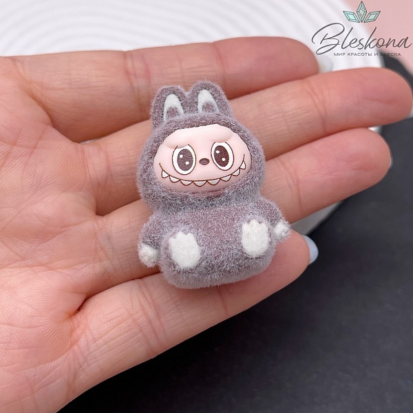 30*40 мм Цвет серебро, Подвеска игрушка-монстрик Лабубу каштановый 