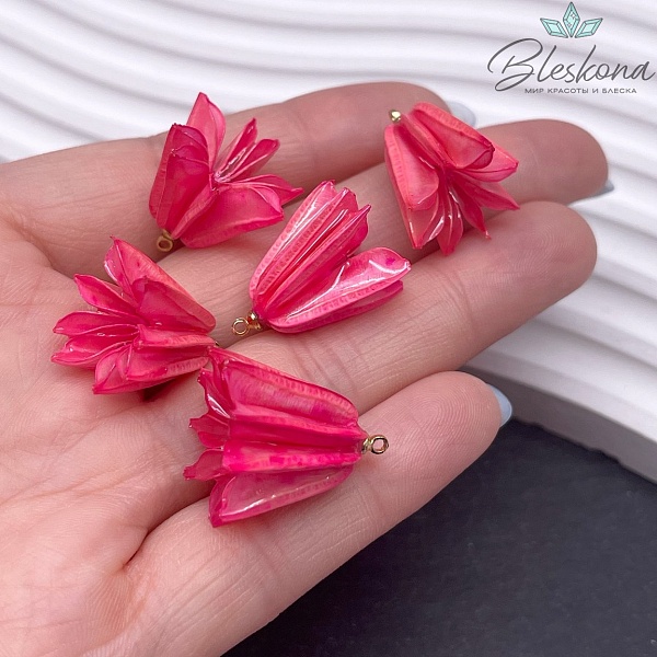 23-28 мм Подвеска Колокольчик в эпоксидной смоле ярко- розовый