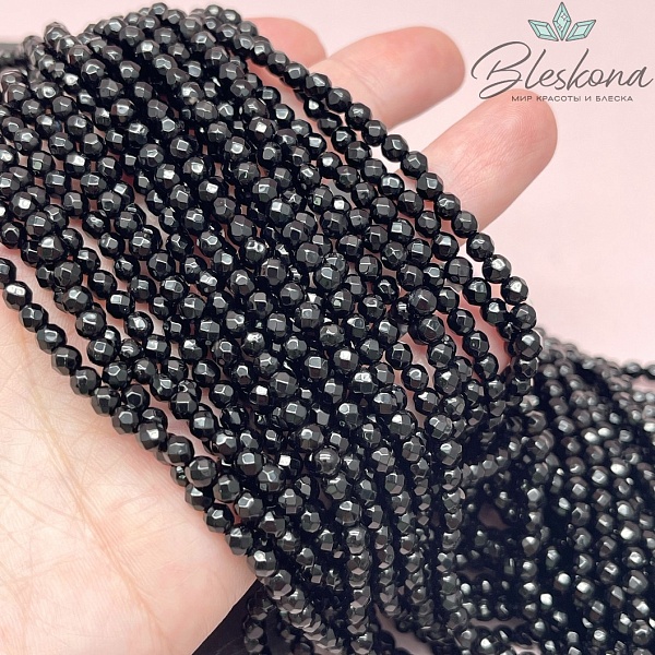 Агат черный огранка 4 мм 