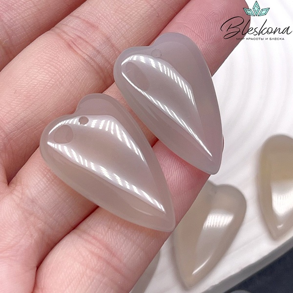 18*29 мм Подвеска Сердце Серый Агат