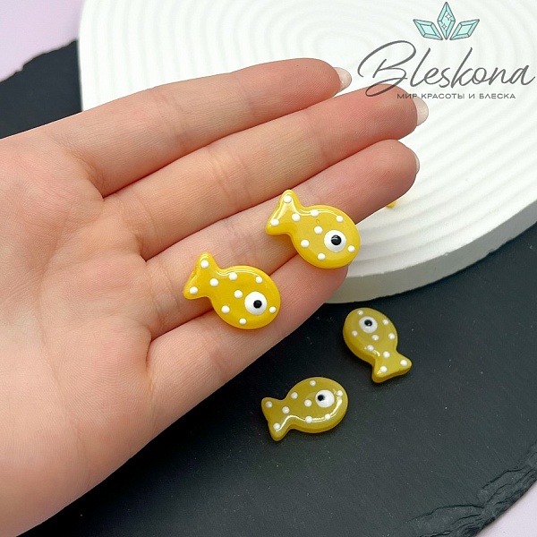 20*12 мм  Бусина рыбка желтая