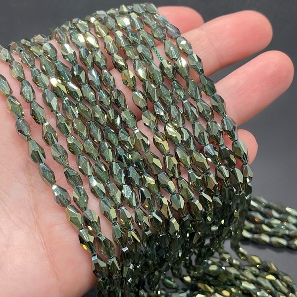 4*7,5 мм Стекло Lux, ракушка мини, цвет темно- зеленый