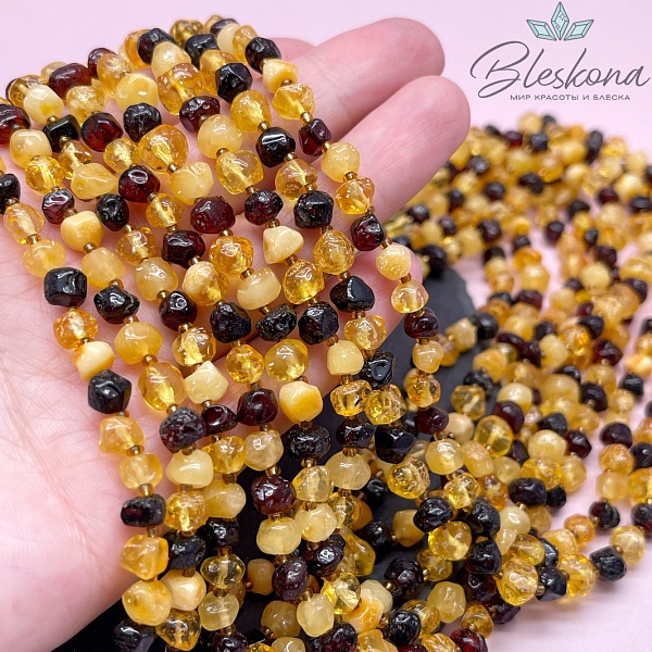Янтарь микс №2 фриформ 6-7мм 