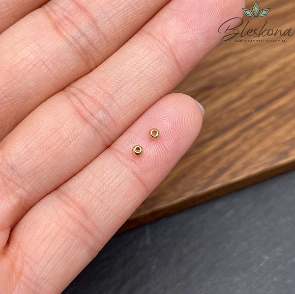 2 мм Цвет золото, Бусина гладкая уп. 10 шт.
