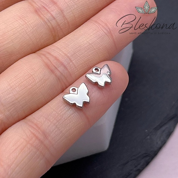 6,9*8 мм Цвет серебро, Подвеска Бабочка 
