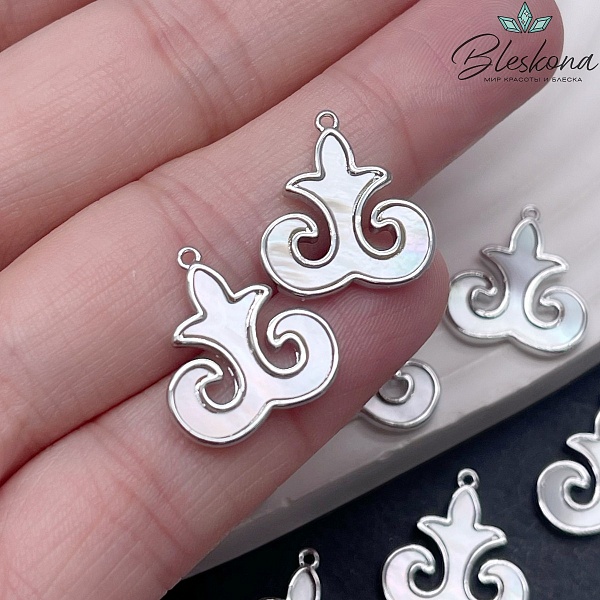 17*16 мм Цвет серебро, Подвеска перламутр Этно №11 