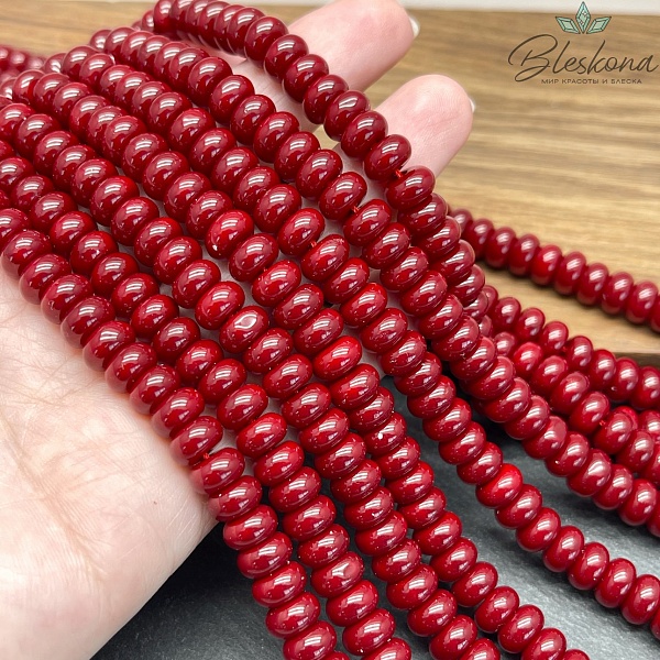 Жемчуг Майорка рондели, цвет бордо  8,5*4,5 мм 