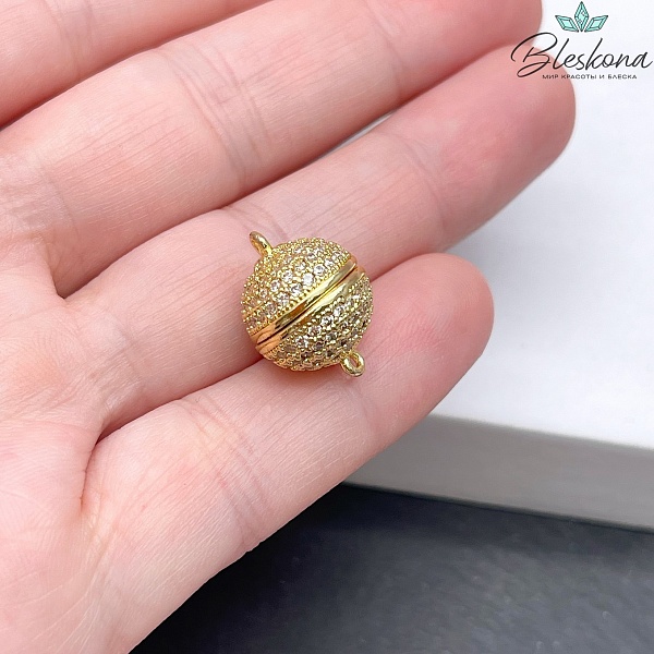 12 мм Цвет золото, Замок Магнитный Шар цирконы