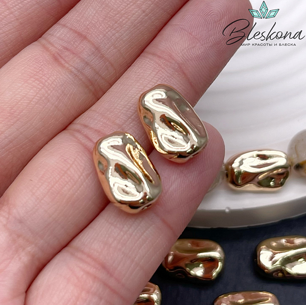 15*10 мм Цвет золото, Бусина плоская фриформ 