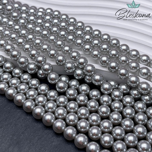 Жемчуг Майорка цвет светло - серый №1 8 мм
