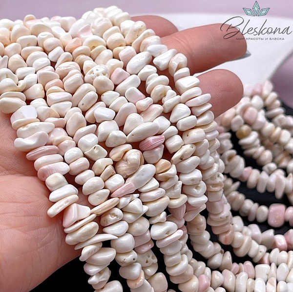 Перламутр нежно-розовый галтовка 5-9 мм