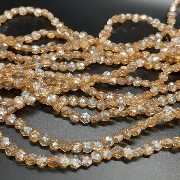 5*6 мм Стекло Lux, шестиугольник, цвет персиковый