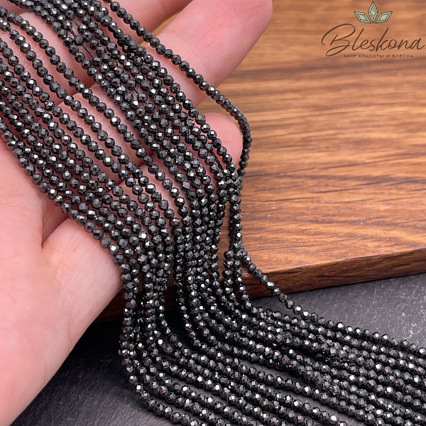 Циркон огранка черный №1 2 мм (кубический цирконий, фианит) 