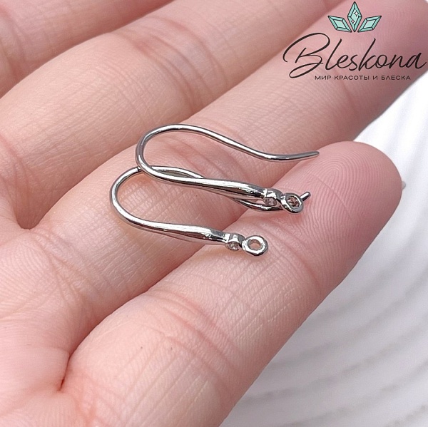 18*2 мм Цвет серебро, Швензы крючок с цирконом