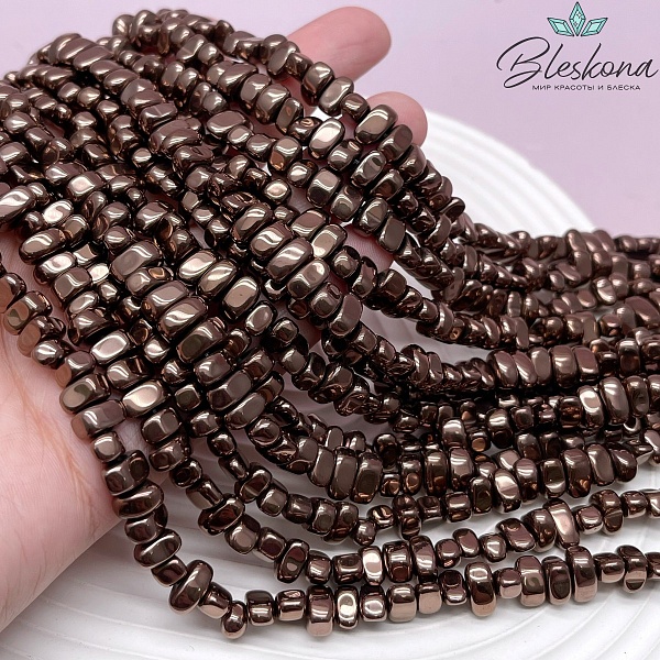 8,5-9 мм Гематин сколы шлифованные, коричневый (шоколадный), имитация