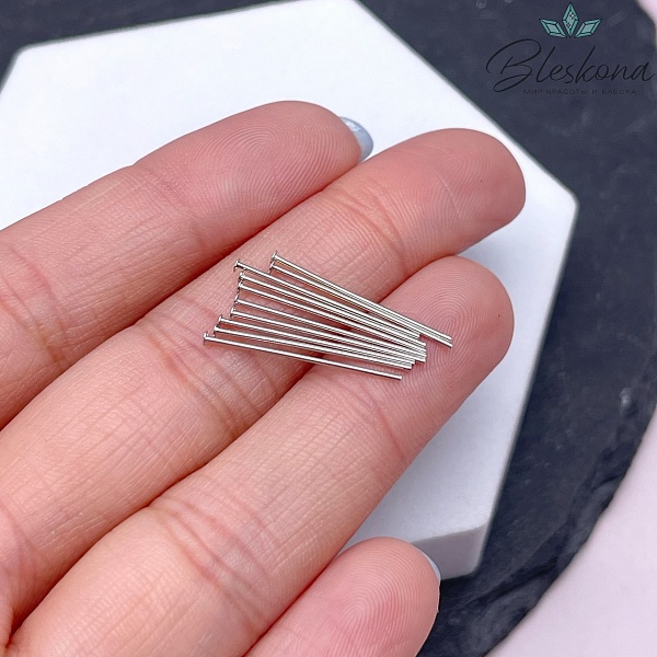 2 см*0,6 мм Цвет серебро, Пины шляпка жесткие уп. 10 шт.