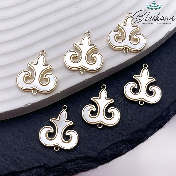 18*16 мм Цвет золото, Коннектор перламутр Этно №24