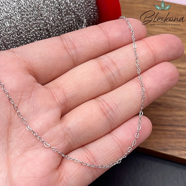 Цепь №127 цвет серебро, сердце 1,5*2,2 мм