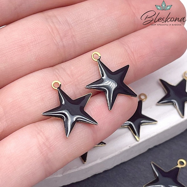 17*18,5мм, Подвеска звезда черная эмаль 