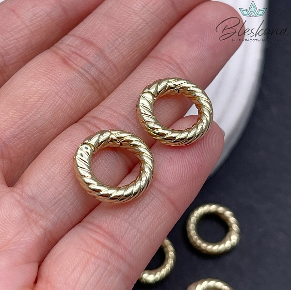 15 мм Цвет Золото, Замок карабин Круг крученый Люкс
