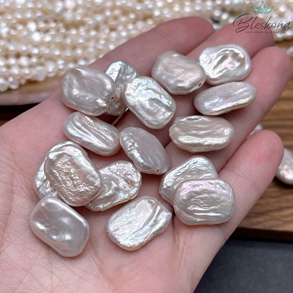 Жемчуг Барокко белый прямоугольник штучно ~ (17-19)*(12-13) мм 