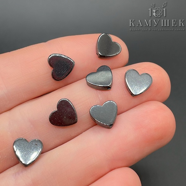 Гематин Сердца плоские имит 8мм толщ 2мм уп. 20шт