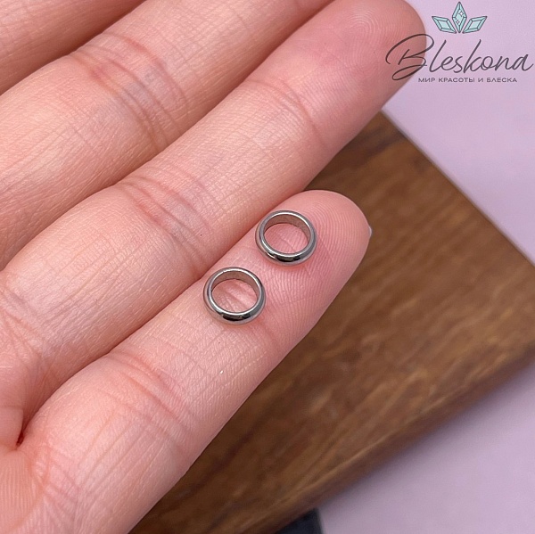 Бусина разделитель сталь, цвет серебро 7*2 мм 