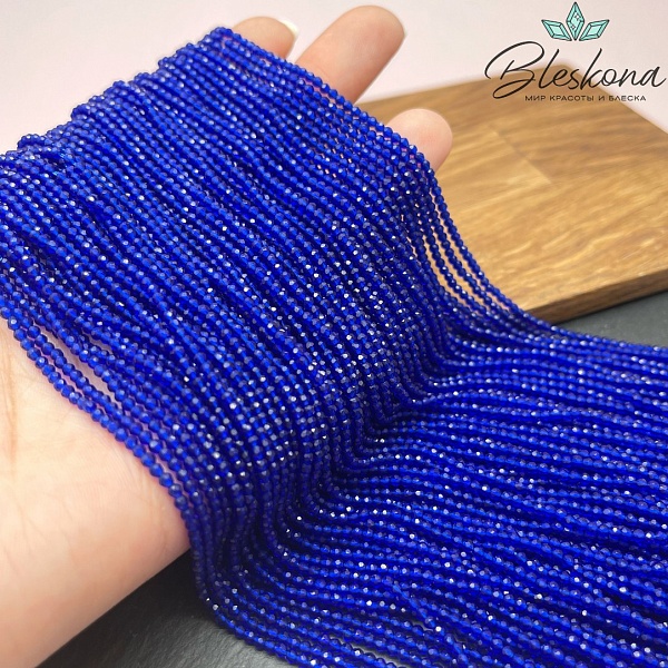 2 мм Бусины стекло темно-синее алмазная огранка