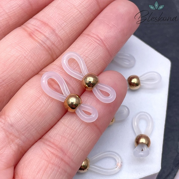 Держатель силикон с шариком, цвет золото 19мм уп.10шт