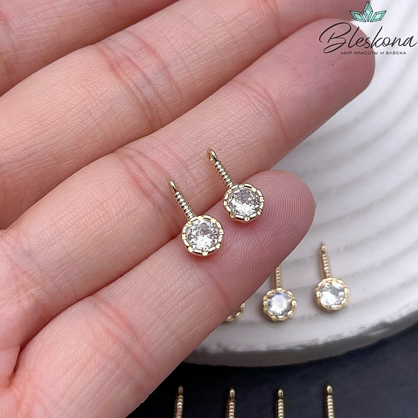 12,6*5,8 мм Цвет золото, Подвеска круг циркон