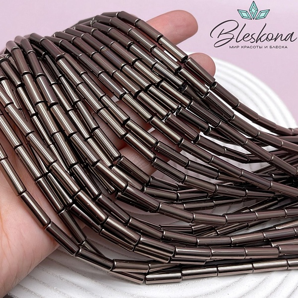 13*4 мм Гематин имитация, цвет коричневый (шоколадный) трубочки №1