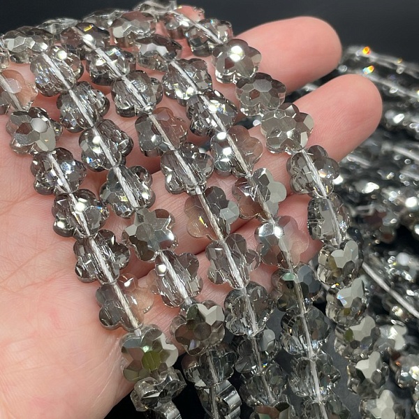 10 мм Стекло Lux, цветок, цвет темно- серый