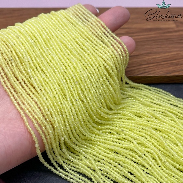 Кошачий глаз салатовый микроогранка (имитация) 2 мм