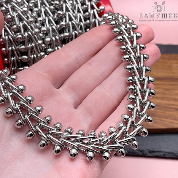 Цепь №100 цвет серебро 17,2*12,8 мм
