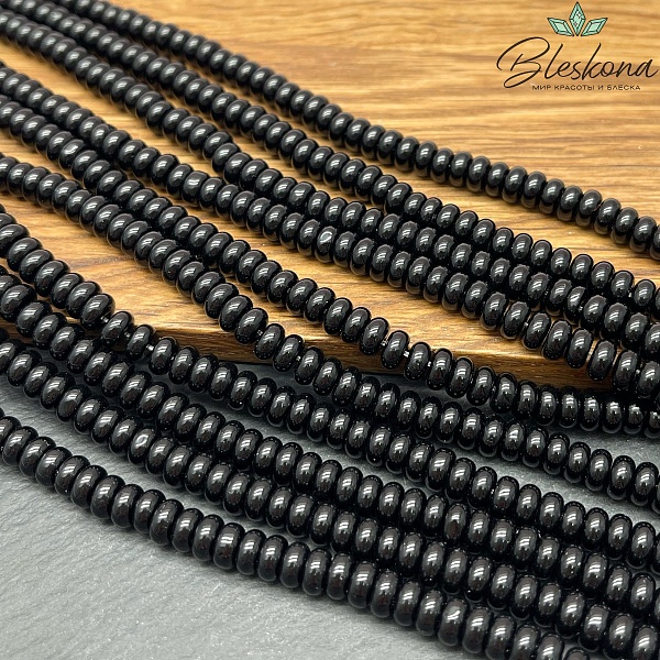 Агат черный рондель 6*3 мм