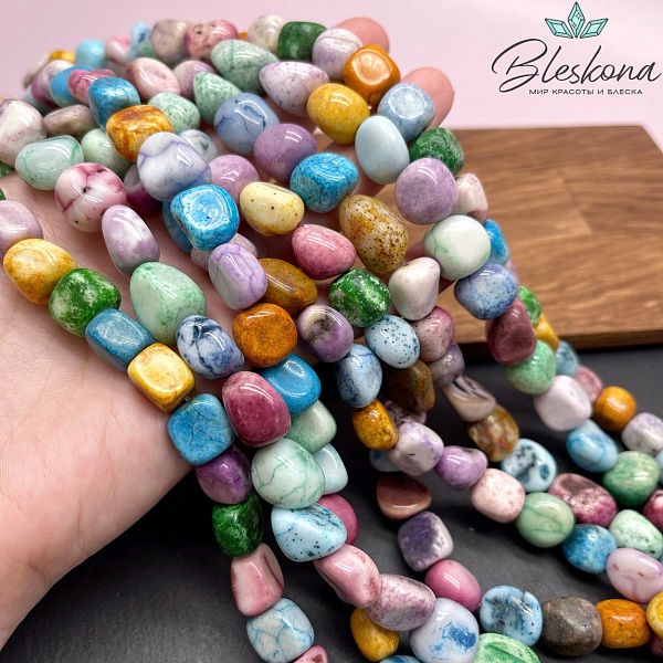 Агат тонированный микс галтовка 12-15 мм