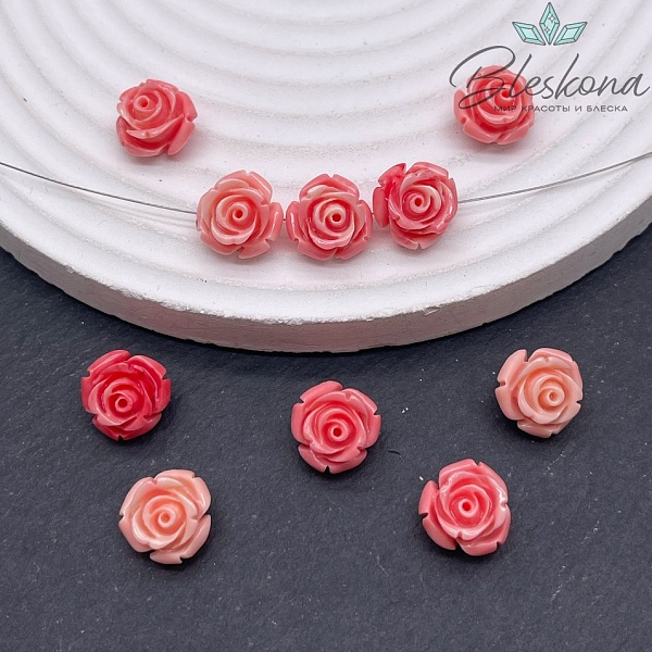 Бусина Розочка 11*8 мм (имитация коралла)