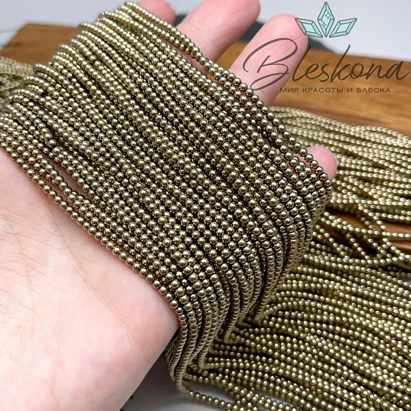 2мм Гематин имитация, цвет темное золото 