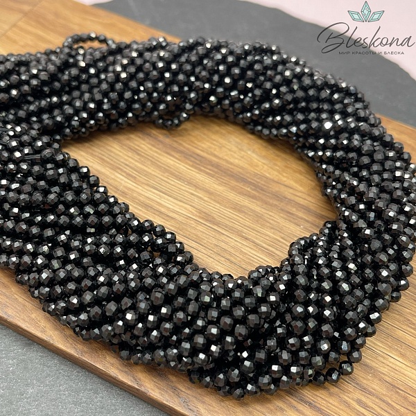 Турмалин черный (Шерл) алмазная огранка 3,5 мм