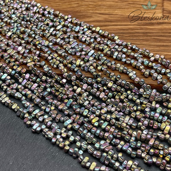 4,5-6мм Гематин сколы шлифованные №2, цвет хамелеон, имитация