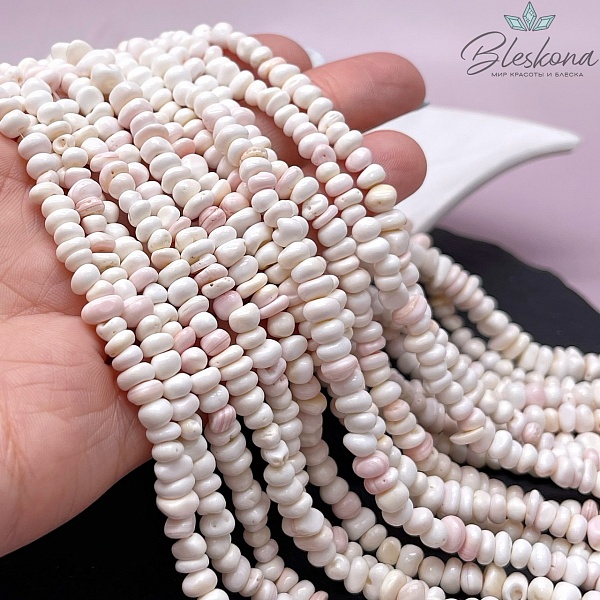 Перламутр нежно-розовый галтовка 5-6 мм
