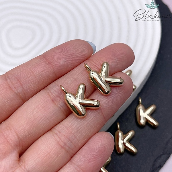 18 мм, Цвет золото, Буква объемная K
